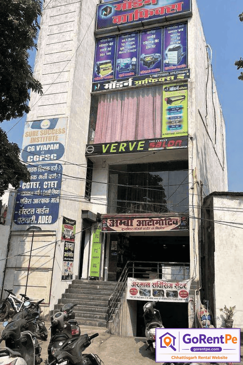 1150 sq ft semi furnished office and cafe space for rent in Agrasen Chowk Bilaspur terrace floor with parking