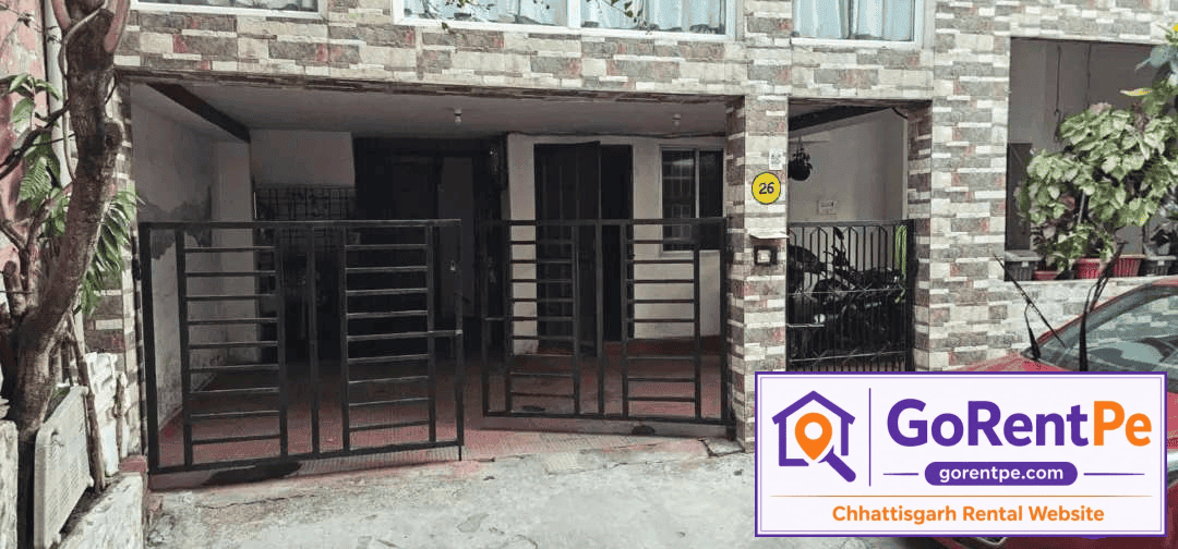 2 BHK unfurnished ground floor house for rent in Shivam Homes Sarkanda Bilaspur safe colony near Dreamland School Arvind Nagar west facing