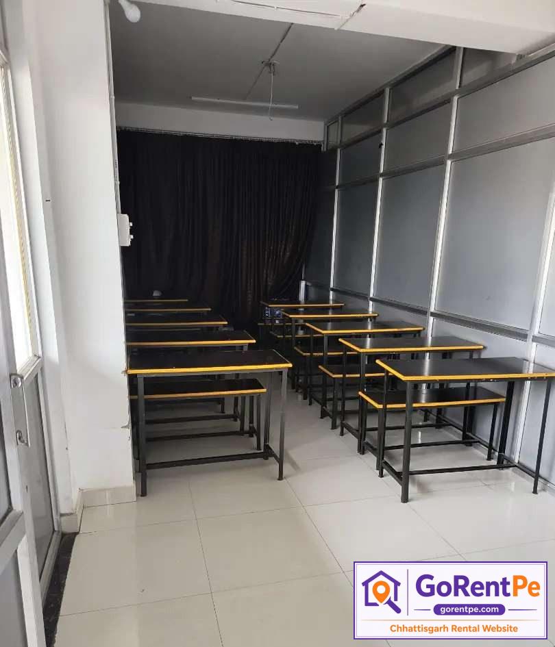 Fully furnished commercial space for rent in Vijayapuram Bilaspur with classrooms and office setup 1644 sq ft
