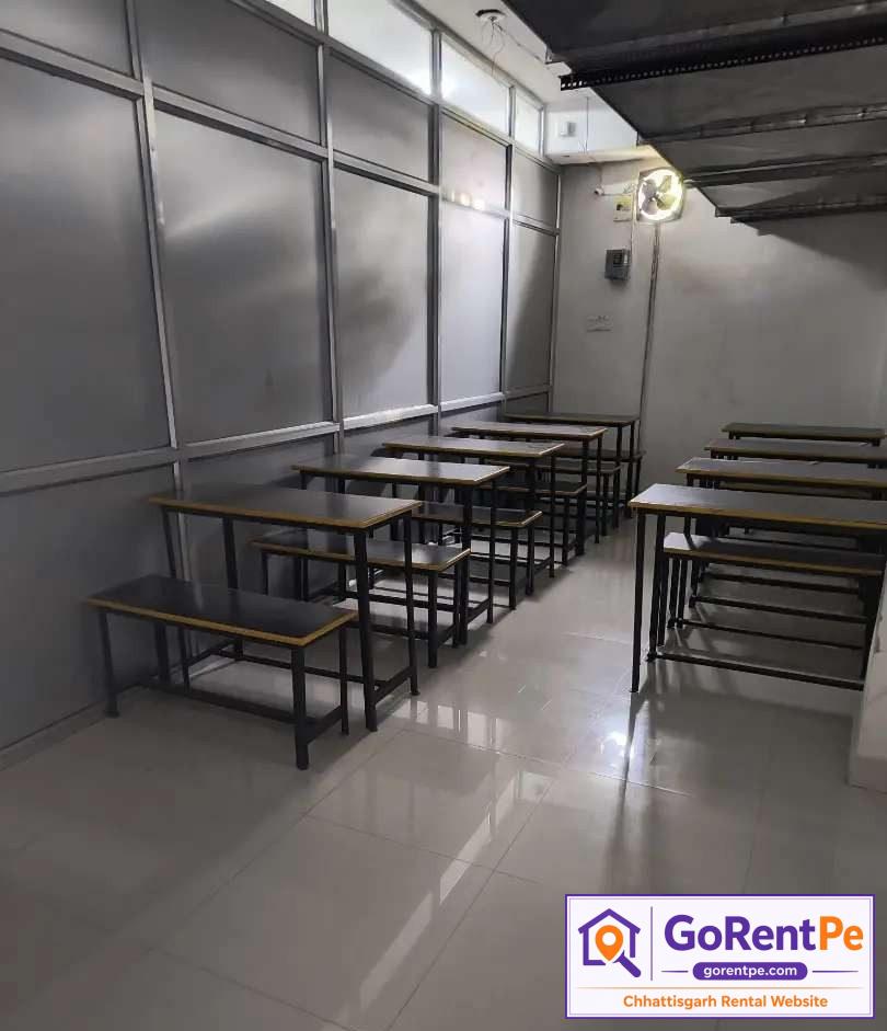 Fully furnished commercial space for rent in Vijayapuram Bilaspur with classrooms and office setup 1644 sq ft