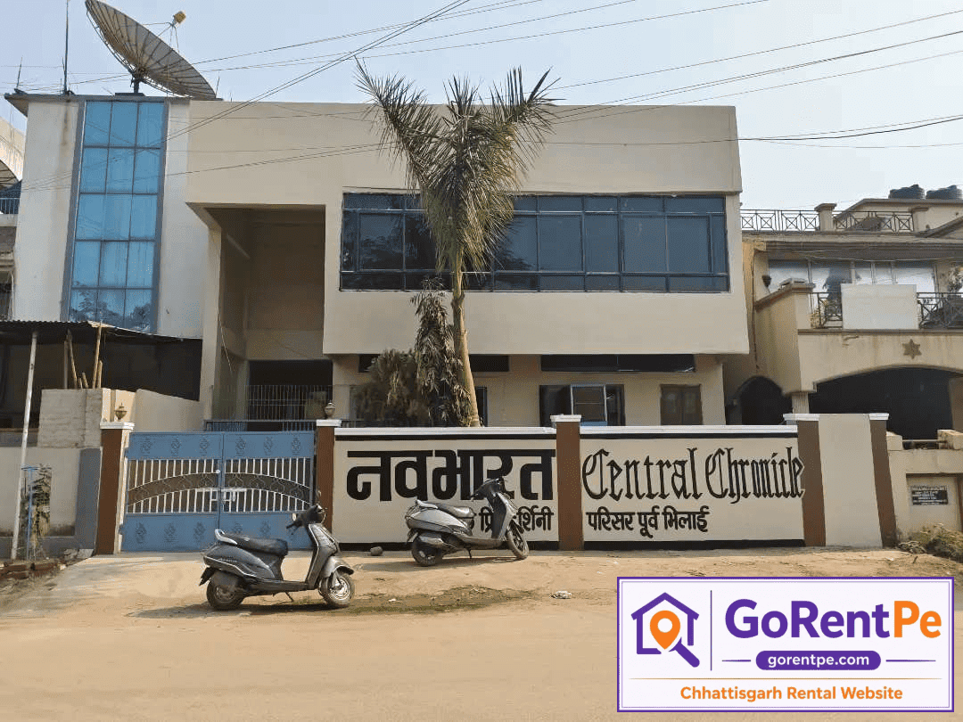 Semi-furnished 2600 sq ft godown for rent near Navbharat Office Priyadarshini Parisar Supela Bhilai Chhattisgarh commercial warehouse propert