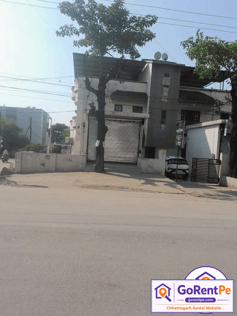 Semi-furnished commercial shop for rent in Avanti Vihar Raipur with glass frontage, granite flooring, split AC, parking space and prime roadside location suitable for office clinic or retail business
