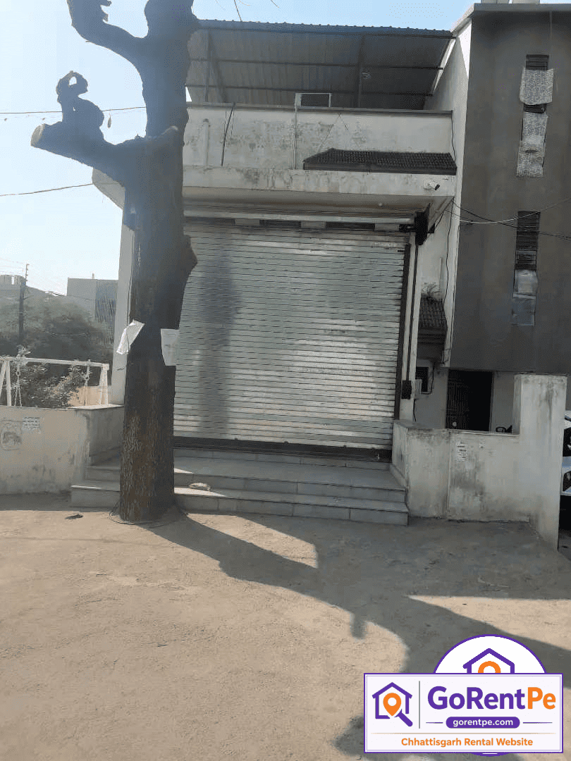 Semi-furnished commercial shop for rent in Avanti Vihar Raipur with glass frontage, granite flooring, split AC, parking space and prime roadside location suitable for office clinic or retail business