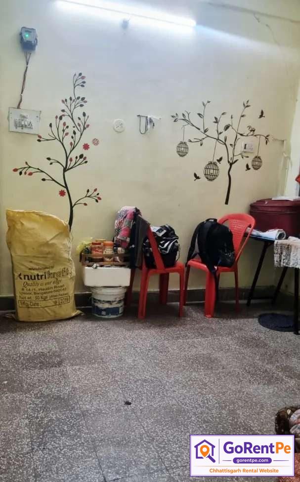 Single room for female flatmate in VIP Colony Geetanjali Nagar Bilaspur with attached balcony private bathroom shared kitchen and hall in semi-furnished 2BHK apartment